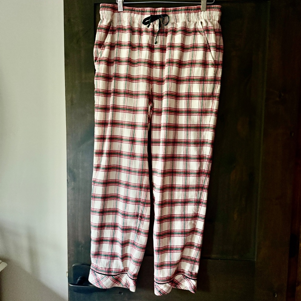 Marine Layer Cotton Plaid Lounge/Pajama Pants with Drawstring womens Sz L